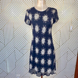 Henri Bendel Vintage‎ 1990's Navy Blue Floral Dress